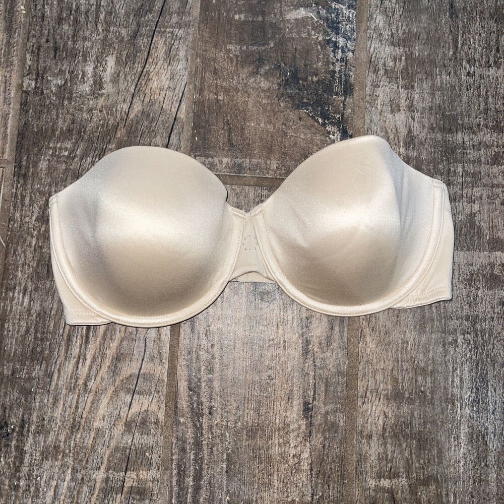 Maidenform Strapless Bra Beige 36D Underwire Style # 08457 With Straps Removable